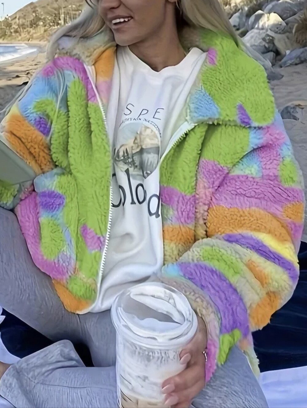 Autumn/Winter Tie-Dye Jacket, Suitable for Daily Beachwear